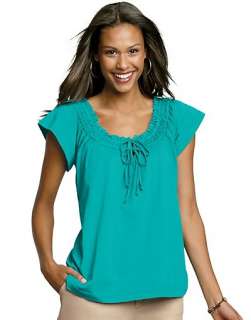 Hanes Signature Womens Featherweight Peasant T Shirt   style 23925 