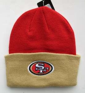 San Francisco 49ers Red On Gold Tone Knit Beanie Cap Hat  
