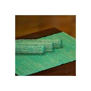   NOVICA Cotton placemats, Emerald Nature (set of 4)