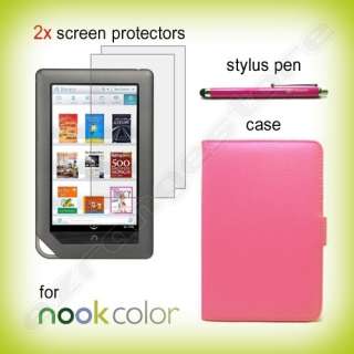   Leather Case Cover+2 Screen Guard + Stylus for Nook Tablet / Color