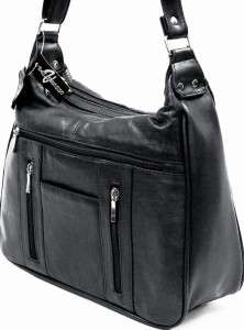NEW Black LEATHER HANDBAG PURSE Shoulder bag ORGANIZER  