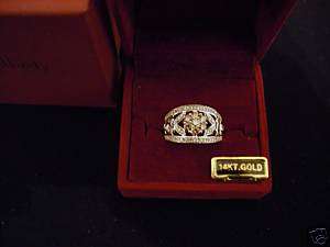 Carat Champagne and White Diamond Ring 14K Gold  
