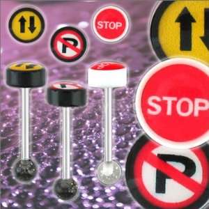  Two Way Traffic Sign Design on Acrylic Flathead Barbell 