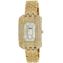 Burgi Womens Rectangular Crystal Quartz Bracelet Watch   