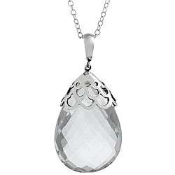   Zoe B Sterling Silver Rock Crystal Teardrop Necklace  