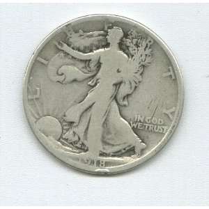  1918 S Walking Liberty Half in 2x2 coin holder #344 