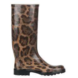 Womens Rubber Leopard Print Rain Boots  