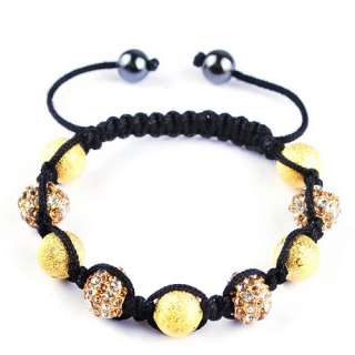   Macrame Bracelets Disco(4p) Rhinestone Crystal Ball Beads Hip Hop