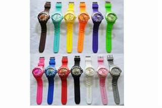 new colorful ice Calendar Wheel Silicone Jelly Date Wrist Watch 1pc 