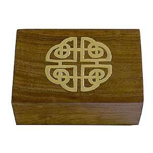    Wooden Storage Box   Brass Inlay Celtic Knot   4 x 6 Beauty