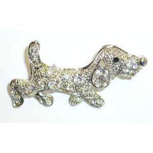  Silverplated Crystal Beagle Pin Jewelry