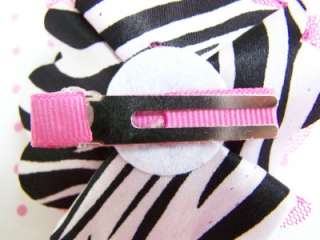 NEW Custom PINK BLACK ZEBRA ROSETTE bOuTiQuE Hair Bow CLIP  
