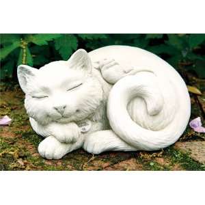  Hand Cast Stone Purrfect Pals   Sleeping Curled Kitten Cat 