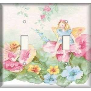    Double Switch Plate OVERSIZE   Flower Fairy