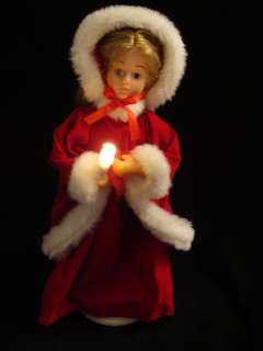 RENNOC Christmas Doll Red Velvet Candle holding Caroler  