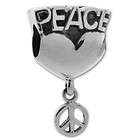 Biagi Heart and Peace Dangle Sterling Silver Bead Charm