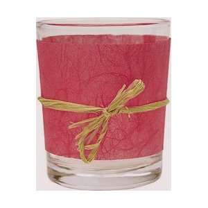  Watermelon Short Raffia Belted Rice Paper Candle Holder 