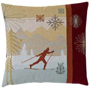 Ski Country Red Skier 18 Square Pillow 
