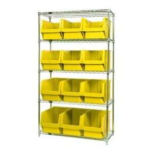   Shelving With 12 Magnum Giant Hopper Bins Yellow