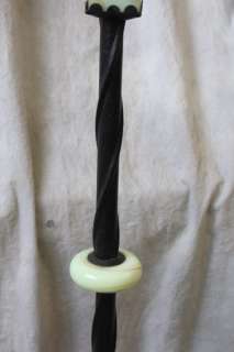 L459 ART DECO CAST METAL JADEITE SLAG GLASS STANDING FLOOR LAMP W 