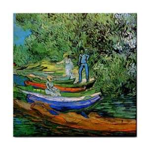  Bank of the Oise at Auvers By Vincent Van Gogh Tile Trivet 
