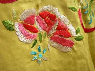 Silk Flamenco embroidery yellow Piano shawl  