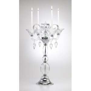   02666 Clear Glass Table Candelabra   Glass and Iron