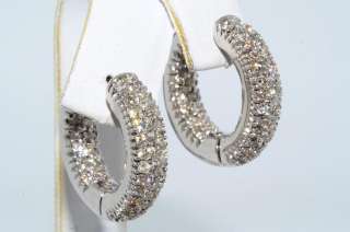 7,000 2.66CT ROUND CUT DIAMOND IN & OUT HOOP EARRINGS SPARKLING 