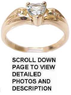 Solid 14K Gold, Diamond & Aquamarine Heart Estate Ring  