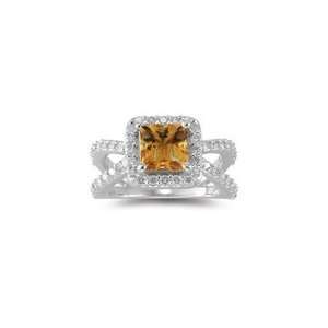  0.76 Ct Diamond & 1.42 Cts Citrine Ring in 14K White Gold 