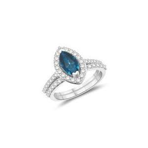  1.07 Cts Blue & White Diamond Ring in 14K White Gold 10.0 
