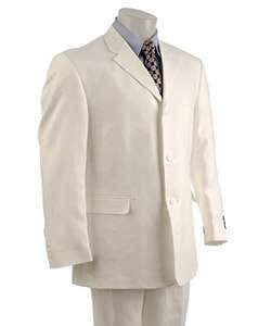 Adolfo Mens White Linen 3 button Solid Suit  