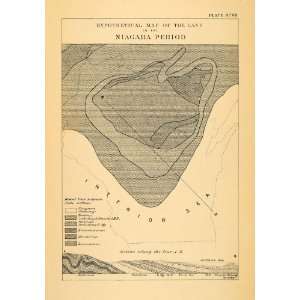 1883 Wisconsin Map Niagara Period Geology Land Sea B/W   Original 