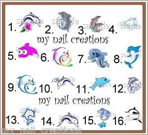 SUMMER DOLPHIN NAIL ART DECALS• KIDS,TOE, ADULT SIZE  