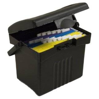 Storex Portable File Box with Bottom Drawer, Black (61513U01C)