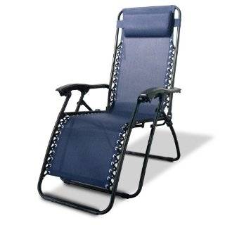  Folding Camping XL Recliner Chair Blue RV Patio Chair 