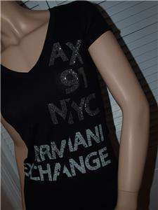 Armani Exchange Double Font T Shirt Black NWT  