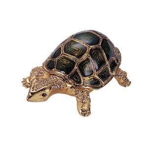   Trinket Box with Crystal Green Turtle 