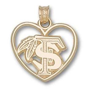  Florida State Seminoles Logo Heart Pendant 14K Gold 