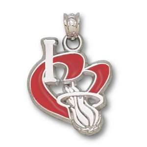  Miami Heat 3/4 I Heart Logo Enamel Pendant   Sterling 