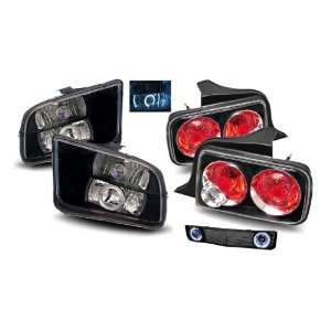 05 09 Ford Mustang Black Projector Headlights + Halo Fog Light Front 