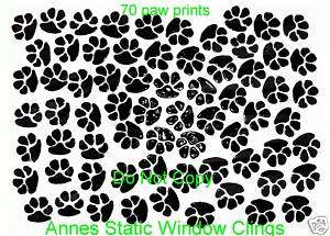 70 CAT PAW PRINTS STAINED GLASS LOOK WINDOW CLING DECAL  