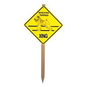  Wheaten Terrier Xing Caution Crossing Yard Sign on a Stake Dog 