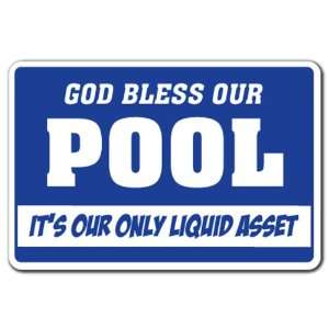   BLESS OUR POOL Warning Sign swimming funny signs Patio, Lawn & Garden