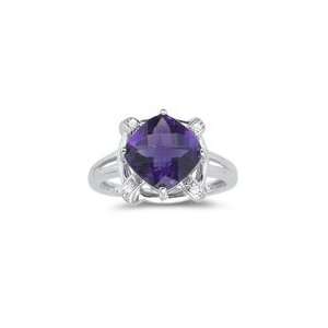  0.02 Ct Diamond & 2.55 Cts Amethyst Ring in 14K White Gold 