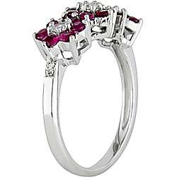 10k Gold Diamond Ruby and White Sapphire Ring  