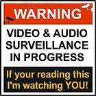 WARNING VIDEO & AUDIO SURVEILLANCE SIGN Peel & stick decal FOR 