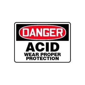  DANGER ACID WEAR PROPER PROTECTION 10 x 14 Dura Plastic 