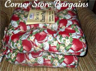   APPLE Chair PADS APPLE BLOSSOMS Chair Cushions Set Kitchen Decor NEW