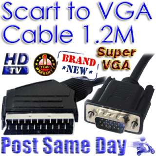 5M Scart Cable to Male SVGA VGA 15 Pin HD Plug Lead  
